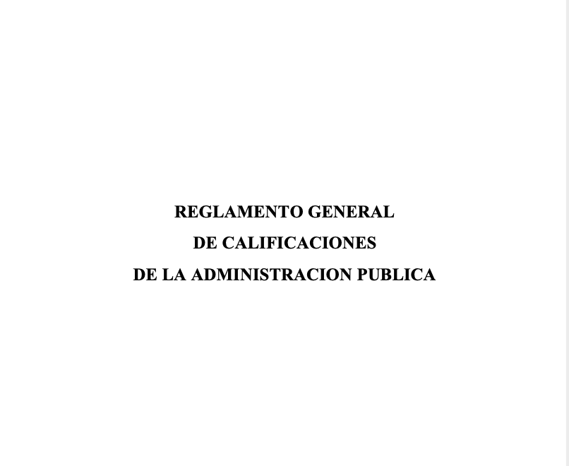 Reglamento General de Calificaciones en la Administración Pública
